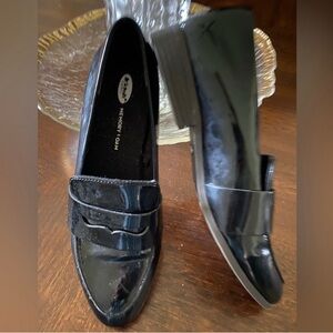 Dr. Scholl's Eclipse black patent leather penny loafers memory foam 7